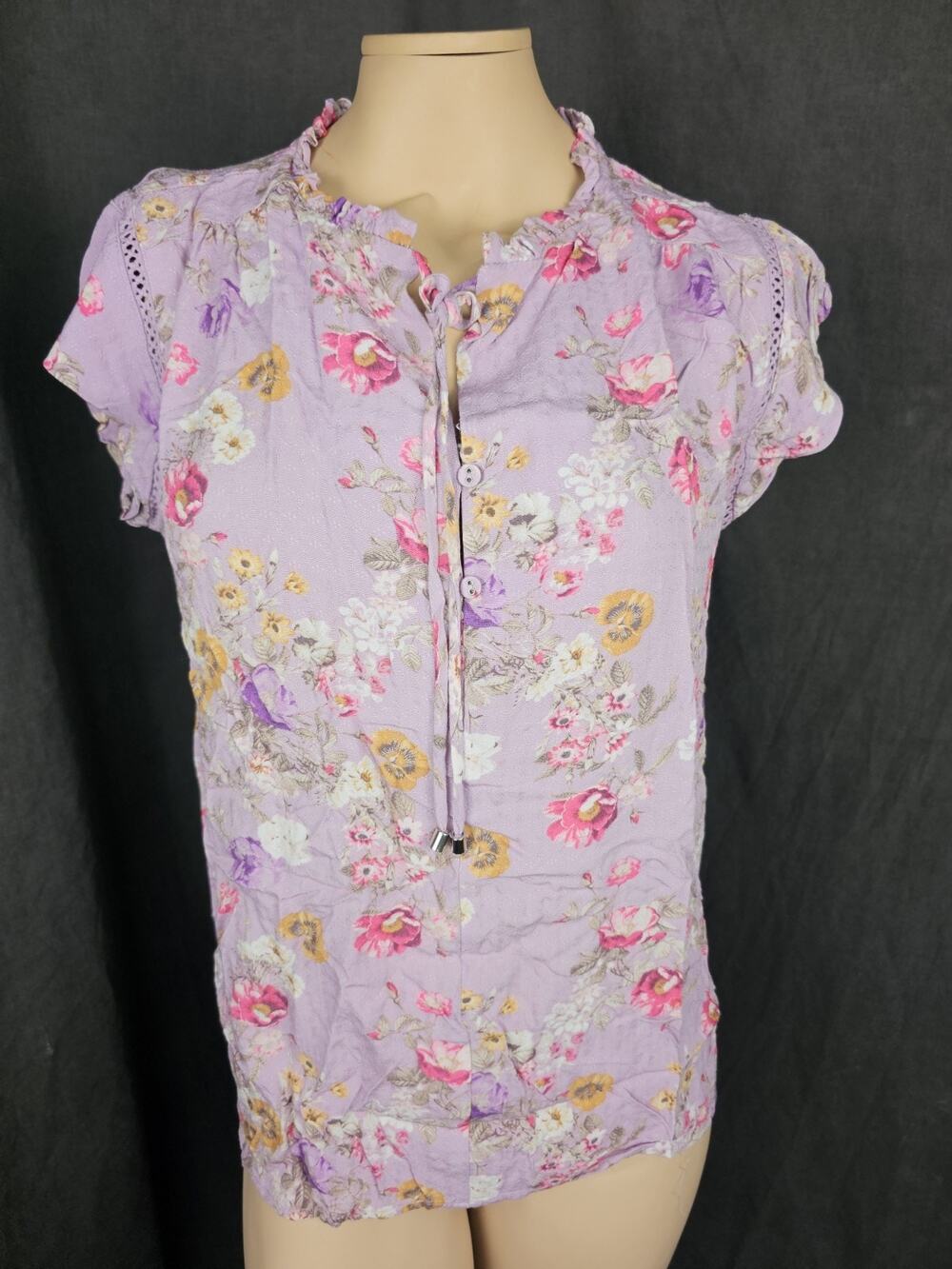 BUFFALO DAVID BITTON Flutter Sleeve Floral Blouse Cottagecore Boho Top NWT S